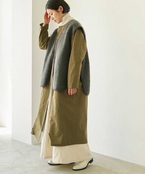 nitca(ニトカ)の「C/Nyハイカウントウェザー クルーロングコート(その他アウター・レディース・カーキ/ブラック・FREE)」の5枚目の写真