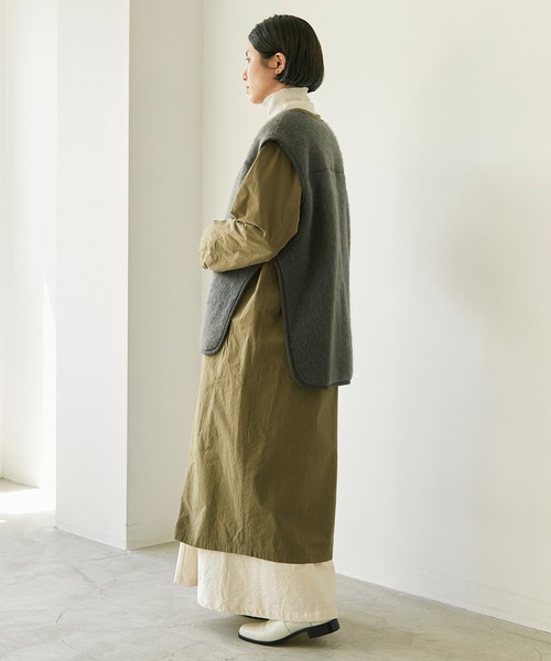 nitca(ニトカ)の「C/Nyハイカウントウェザー クルーロングコート(その他アウター・レディース・カーキ/ブラック・FREE)」の6枚目の写真