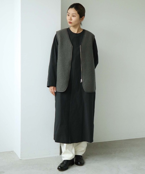 nitca(ニトカ)の「C/Nyハイカウントウェザー クルーロングコート(その他アウター・レディース・カーキ/ブラック・FREE)」の20枚目の写真