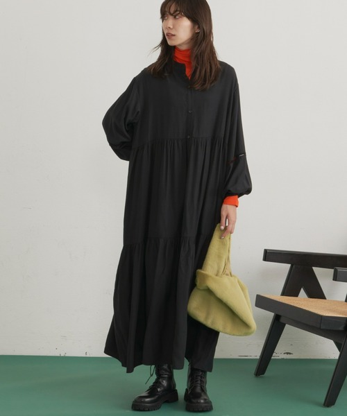 Auntie Rosa Holiday(アンティローザホリデー)の「2WAYティアードボリュームワンピース(ワンピース・レディース・ブラック/ベージュ・マルチサイズ)」の2枚目の写真