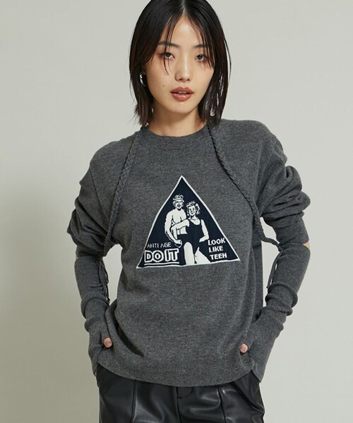 TAN（タン）の「【TAN(タン)】ハンギングブレイドグローブ 21AW-23（手袋・レディース・グレー/アイボリー・FREE）」の2枚目の写真