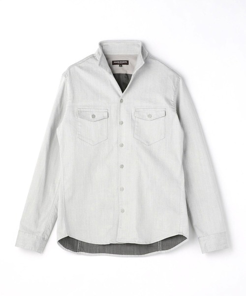 HIDEAWAYS NICOLE(ハイダウェイニコル)の「ソフトシャンブレーツイルストレッチシャツ(シャツ/ブラウス・メンズ・オフホワイト/インディゴブルー/ホワイト系その他/ブラック系その他・MEDIUM/LARGE/X-LARGE)」の2枚目の写真