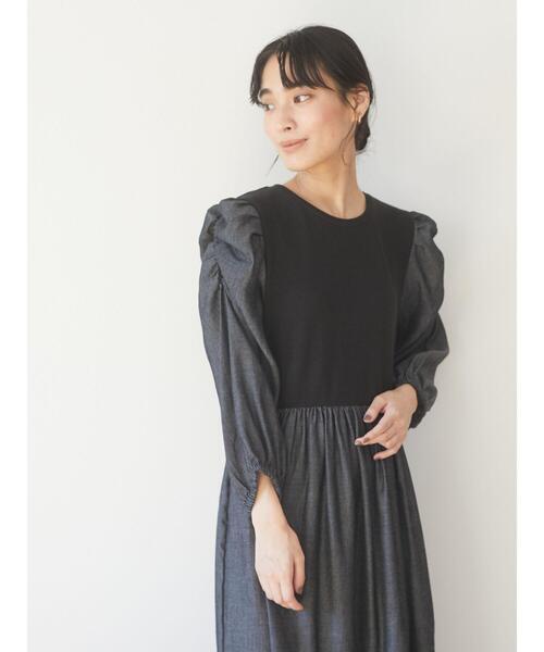 ELENCARE DUE(エレンカーレデュエ)の「・ELENCARE DUE ドッキングデニムワンピ*(ワンピース・レディース・ブラック/インディゴブルー・FREE)」の9枚目の写真