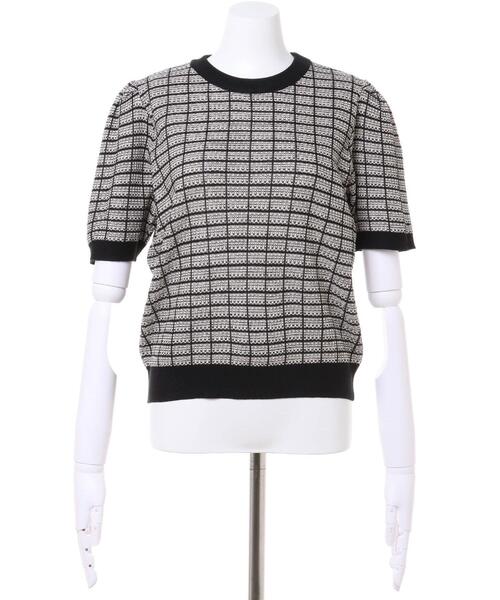 Allamanda(アラマンダ)の「ツイード調半袖ニット(SET UP)(ニット/セーター・レディース・サックスブルー系1/パープル/ホワイト×ブラック・M)」の5枚目の写真