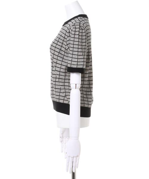 Allamanda(アラマンダ)の「ツイード調半袖ニット(SET UP)(ニット/セーター・レディース・サックスブルー系1/パープル/ホワイト×ブラック・M)」の4枚目の写真