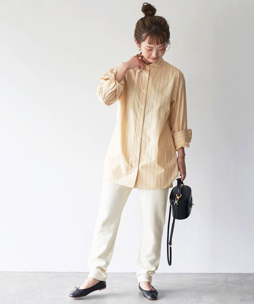 SLOBE IENA（スローブイエナ）の「パールボタンレギュラーシャツ【手洗い可能】◆（シャツ/ブラウス・レディース・イエロー/ホワイト/ブルー・FREE）」の9枚目の写真