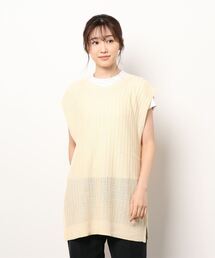 Samansa Mos2 | 透かし柄ロングニットベスト(ベスト)