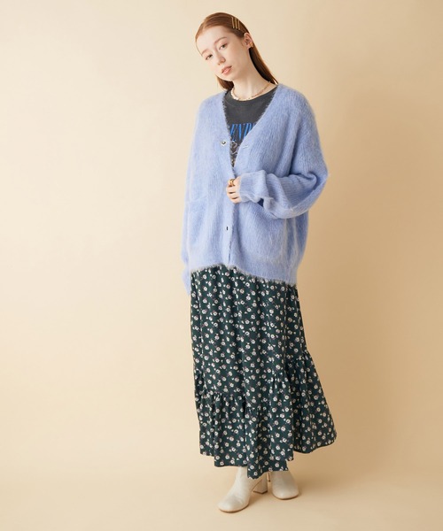 MADEMOISELLE ROPE'（マドモアゼル ロペ）の「ロングシャギーVネックカーディガン（カーディガン/ボレロ・レディース・ベージュ/ブルー系その他4・38）」の5枚目の写真