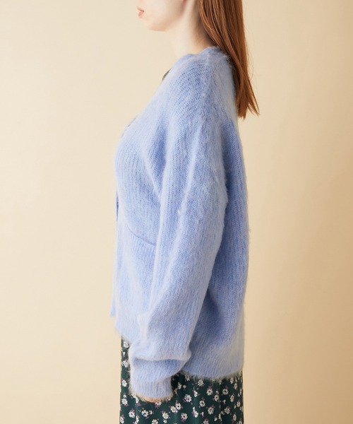 MADEMOISELLE ROPE'（マドモアゼル ロペ）の「ロングシャギーVネックカーディガン（カーディガン/ボレロ・レディース・ベージュ/ブルー系その他4・38）」の9枚目の写真