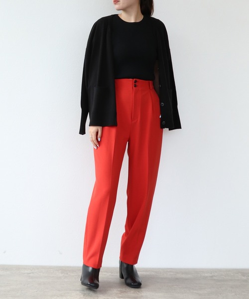 TITE IN THE STORE（ティテ　インザ　ストア）の「ハイウエストテーパードパンツ（その他パンツ・レディース・ブラック/グリーン/オレンジ・36）」の3枚目の写真