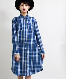 WEGO | WEGO/インディゴチェックシャツワンピース(シャツワンピース)