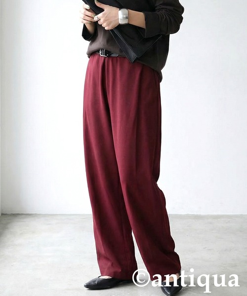 antiqua(アンティカ)の「カッティングテーパードパンツ(その他パンツ・レディース・ブラック/パープル/カーキ/グリーン/アイボリー/ボルドー/マスタード/レンガ/ダークカーキ/ダークグレー/ブラウン系その他/ダークグリーン・M/L)」の11枚目の写真