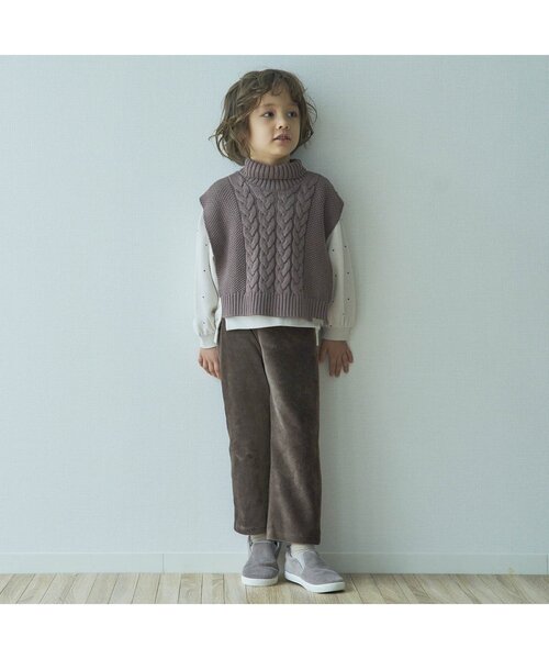 apres les cours(アプレレクール)の「カットコール/7days Style pants 9分丈(その他パンツ・キッズ・ベージュ/ブラウン/アイボリー・90/100/80/110/120/130)」の4枚目の写真