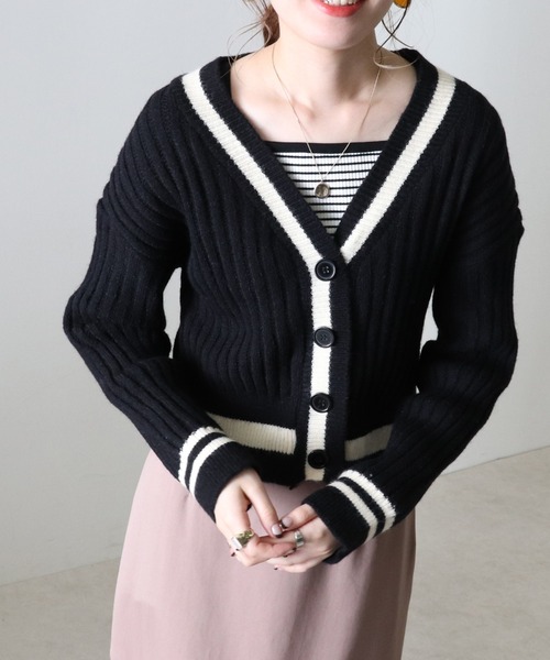 Cheek（チーク）の「チルデンニットカーディガン（カーディガン/ボレロ・レディース・アイボリー/ブラック・MEDIUM）」の8枚目の写真