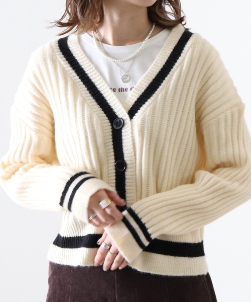 Cheek（チーク）の「チルデンニットカーディガン（カーディガン/ボレロ・レディース・アイボリー/ブラック・MEDIUM）」の13枚目の写真