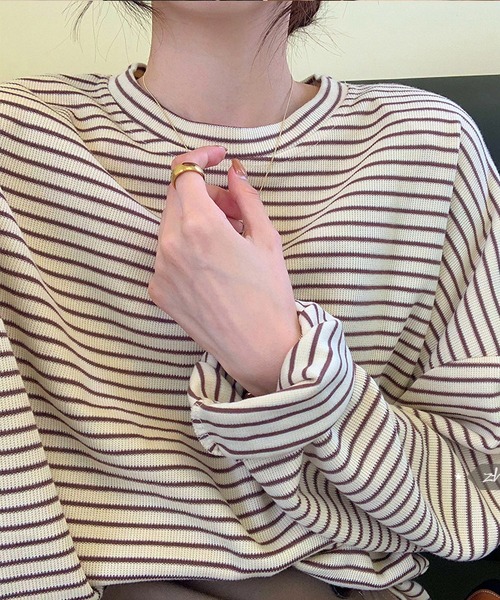 LOPASS(ロパス)の「ボーダートップス(Tシャツ/カットソー・レディース・ベージュ系その他/ベージュ・LARGE/MEDIUM)」の8枚目の写真