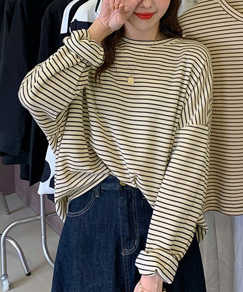 LOPASS(ロパス)の「ボーダートップス(Tシャツ/カットソー・レディース・ベージュ系その他/ベージュ・LARGE/MEDIUM)」の4枚目の写真