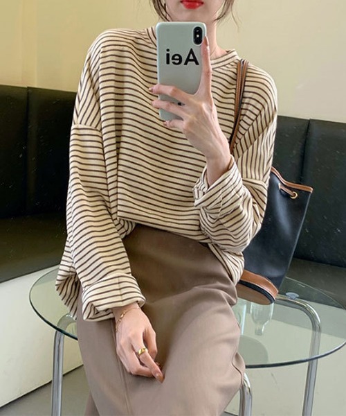 LOPASS(ロパス)の「ボーダートップス(Tシャツ/カットソー・レディース・ベージュ系その他/ベージュ・LARGE/MEDIUM)」の14枚目の写真