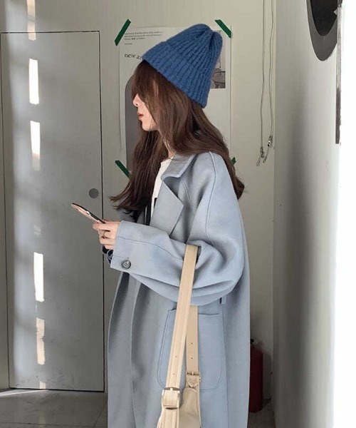 yuue' ( wear )（ユーイ）の「オーバーサイズ 袖ボリューム チェスターコート（チェスターコート・レディース・ブラック/ブラウン/グレー・SMALL/MEDIUM/LARGE/X-LARGE）」の15枚目の写真