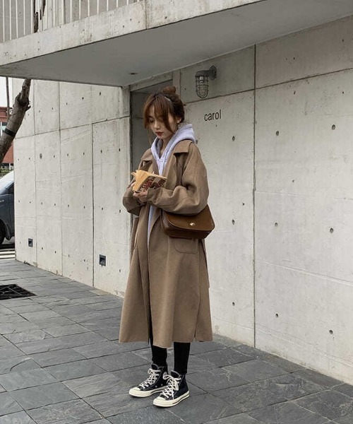 yuue' ( wear )（ユーイ）の「オーバーサイズ 袖ボリューム チェスターコート（チェスターコート・レディース・ブラック/ブラウン/グレー・SMALL/MEDIUM/LARGE/X-LARGE）」の19枚目の写真