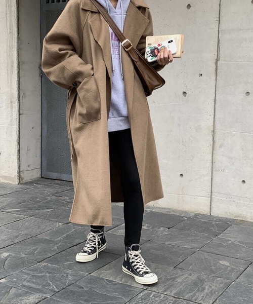 yuue' ( wear )（ユーイ）の「オーバーサイズ 袖ボリューム チェスターコート（チェスターコート・レディース・ブラック/ブラウン/グレー・SMALL/MEDIUM/LARGE/X-LARGE）」の21枚目の写真