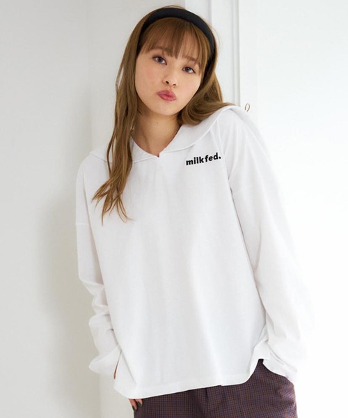MILKFED.(ミルクフェド)の「SAILOR COLLAR TOP(Tシャツ/カットソー・レディース・ホワイト/ブラック/グリーン・ONE SIZE)」の2枚目の写真