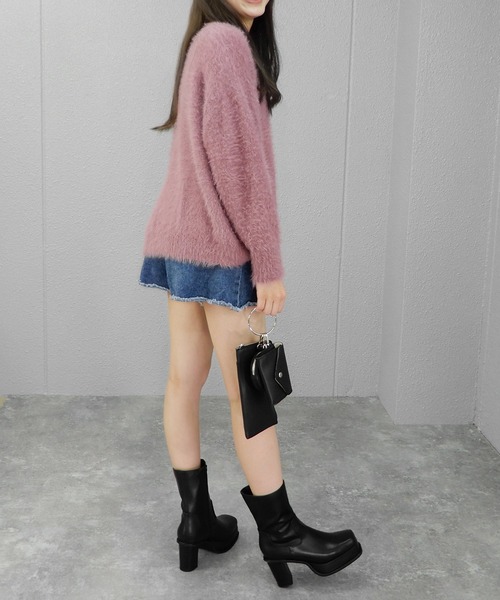 minia（ミニア）の「ワイドスクエアトゥの厚底ピースミドルブーツ　◆（ブーツ・レディース・アイボリー/ブラック/ブラウン系/パイソン・S/M/L/LL）」の14枚目の写真