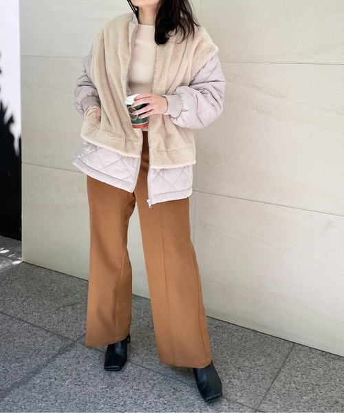 Meli rich（メリーリッチ）の「キルト×ファードッキングミドルコート（ミリタリージャケット・レディース・アイボリー/モカ/グレイッシュベージュ/ブラック系その他/ホワイト/ベージュ系・MEDIUM）」の21枚目の写真