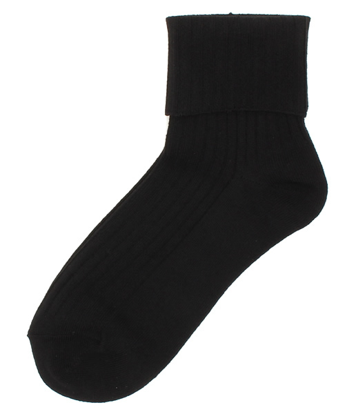 WEGO（ウィゴー）の「WEGO/無地折り返しソックス（ソックス/靴下・レディース・ホワイト/ブラック・FREE）」の2枚目の写真