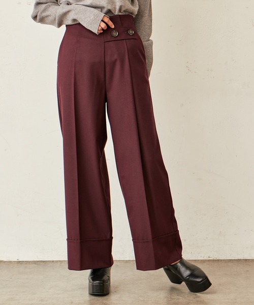 Lui's(ルイス)の「ボタンディテールワイドパンツ(その他パンツ・レディース・ブラック/ダークグリーン/パープル・FREE)」の3枚目の写真