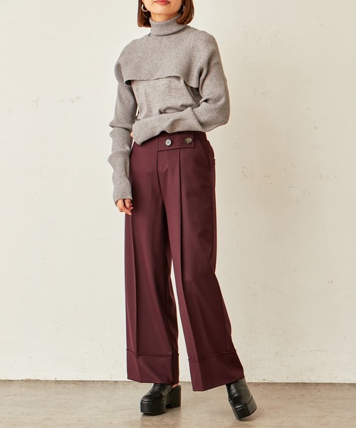 Lui's(ルイス)の「ボタンディテールワイドパンツ(その他パンツ・レディース・ブラック/ダークグリーン/パープル・FREE)」の6枚目の写真