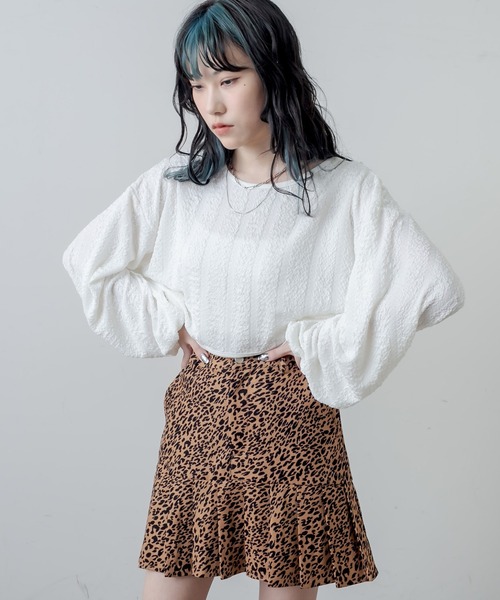 RASVOA(ラスボア)の「ふくれジャガードトップス(Tシャツ/カットソー・レディース・ブラック/オフホワイト・FREE)」の12枚目の写真