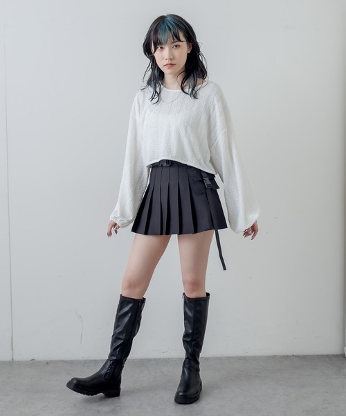 RASVOA(ラスボア)の「ふくれジャガードトップス(Tシャツ/カットソー・レディース・ブラック/オフホワイト・FREE)」の17枚目の写真