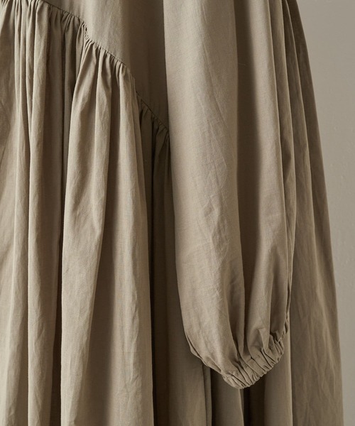 BEARDSLEY（ビアズリー）の「羽織でもレイヤードでも ギャザーワンピース（ワンピース・レディース・ホワイト/カーキ・1/0）」の14枚目の写真