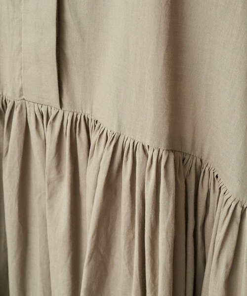 BEARDSLEY（ビアズリー）の「羽織でもレイヤードでも ギャザーワンピース（ワンピース・レディース・ホワイト/カーキ・1/0）」の15枚目の写真