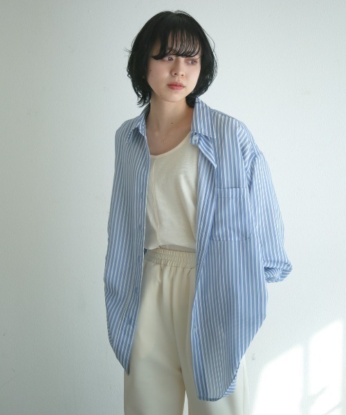 spoon store（スプーンストア）の「マルチストライプシャツ（シャツ/ブラウス・レディース・レッド/ブルー/グリーン・フリー）」の2枚目の写真