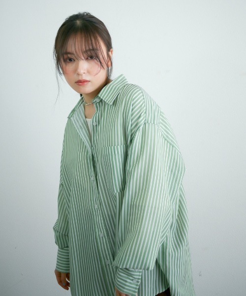 spoon store（スプーンストア）の「マルチストライプシャツ（シャツ/ブラウス・レディース・レッド/ブルー/グリーン・フリー）」の10枚目の写真