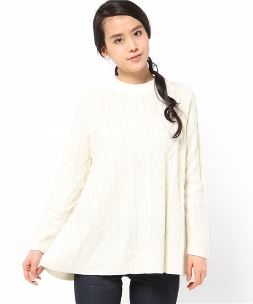 DISCOAT（ディスコート）の「【Discoat】ケーブルAラインプルオーバー（ニット/セーター・レディース・レッド/アイボリー/グレー・ﾌﾘ-）」の2枚目の写真