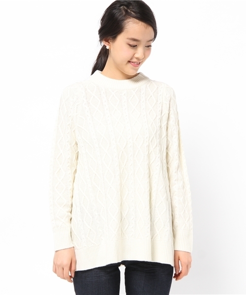 DISCOAT（ディスコート）の「【Discoat】ケーブルAラインプルオーバー（ニット/セーター・レディース・レッド/アイボリー/グレー・ﾌﾘ-）」の4枚目の写真