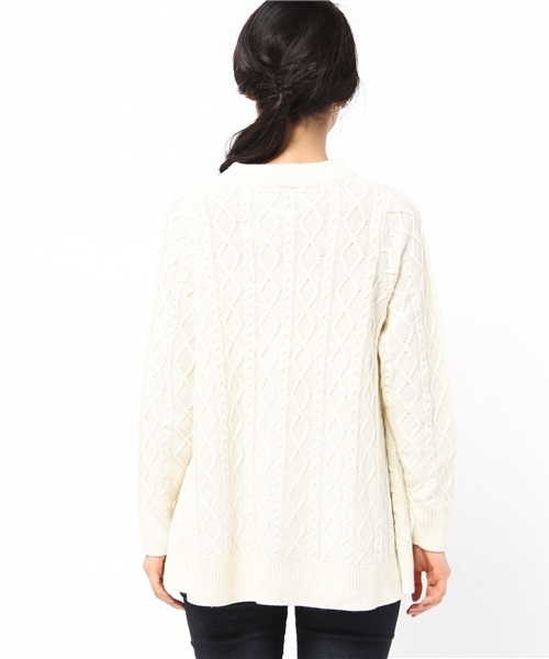 DISCOAT（ディスコート）の「【Discoat】ケーブルAラインプルオーバー（ニット/セーター・レディース・レッド/アイボリー/グレー・ﾌﾘ-）」の6枚目の写真
