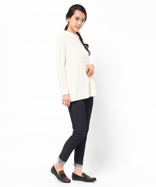 DISCOAT（ディスコート）の「【Discoat】ケーブルAラインプルオーバー（ニット/セーター・レディース・レッド/アイボリー/グレー・ﾌﾘ-）」の7枚目の写真