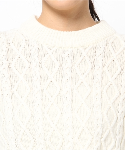DISCOAT（ディスコート）の「【Discoat】ケーブルAラインプルオーバー（ニット/セーター・レディース・レッド/アイボリー/グレー・ﾌﾘ-）」の8枚目の写真