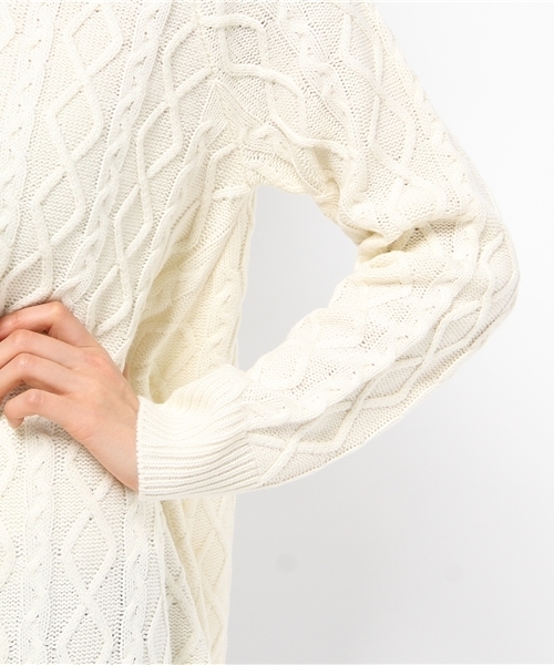 DISCOAT（ディスコート）の「【Discoat】ケーブルAラインプルオーバー（ニット/セーター・レディース・レッド/アイボリー/グレー・ﾌﾘ-）」の9枚目の写真