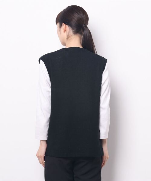 note et silence (ノートエシロンス)の「【 AMB100貨 】サフィランリネン クルーベスト(ベスト・レディース・ブラック/ブラウン・SMALL)」の4枚目の写真