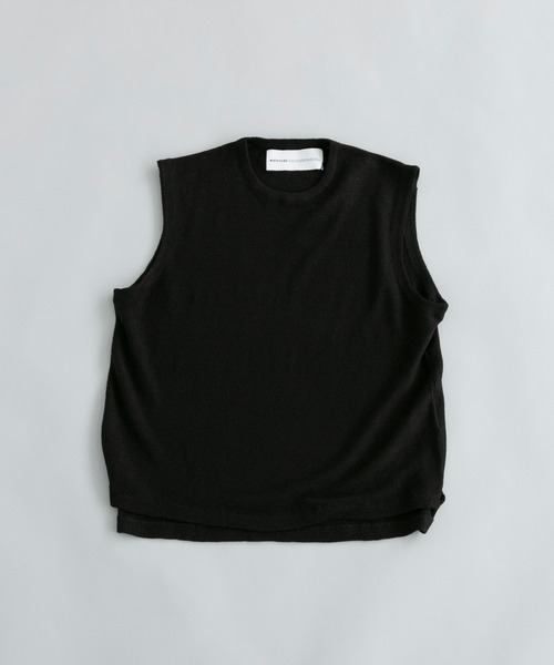 note et silence (ノートエシロンス)の「【 AMB100貨 】サフィランリネン クルーベスト(ベスト・レディース・ブラック/ブラウン・SMALL)」の3枚目の写真