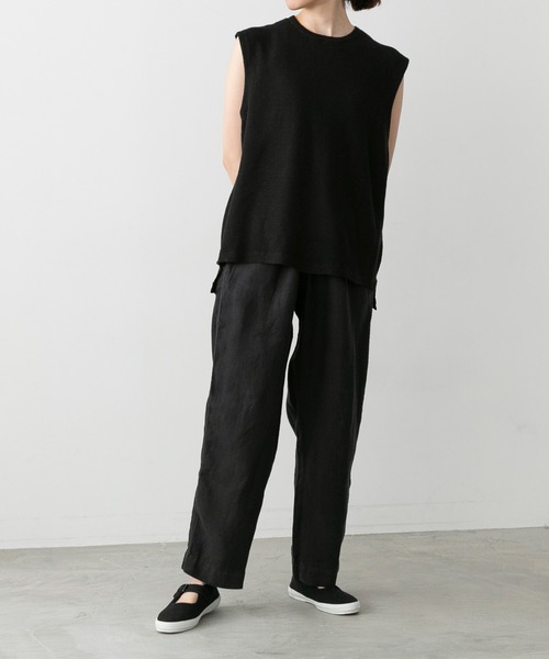 note et silence (ノートエシロンス)の「【 AMB100貨 】サフィランリネン クルーベスト(ベスト・レディース・ブラック/ブラウン・SMALL)」の8枚目の写真