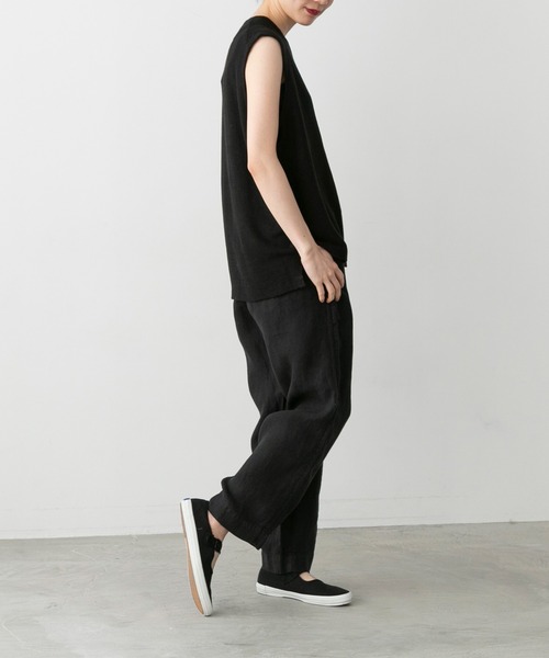 note et silence (ノートエシロンス)の「【 AMB100貨 】サフィランリネン クルーベスト(ベスト・レディース・ブラック/ブラウン・SMALL)」の7枚目の写真