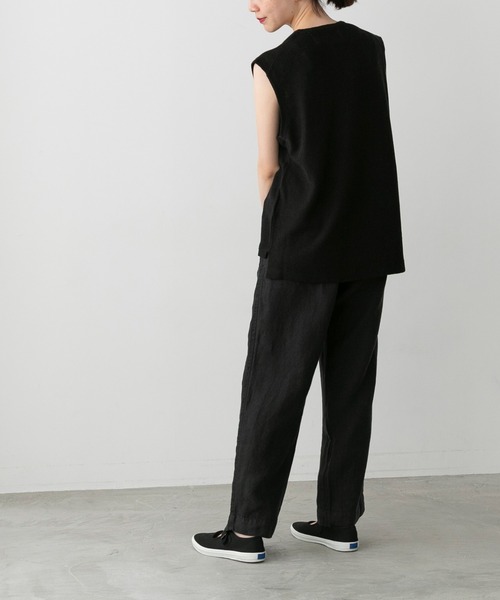 note et silence (ノートエシロンス)の「【 AMB100貨 】サフィランリネン クルーベスト(ベスト・レディース・ブラック/ブラウン・SMALL)」の9枚目の写真