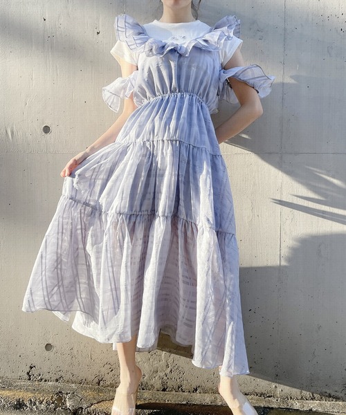 PAIN(ペイン)の「オーガンジーエプロンワンピース【2way着用】(ワンピース・レディース・ホワイト/ブラック/ブルー・FREE)」の7枚目の写真