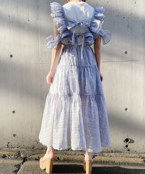 PAIN(ペイン)の「オーガンジーエプロンワンピース【2way着用】(ワンピース・レディース・ホワイト/ブラック/ブルー・FREE)」の5枚目の写真